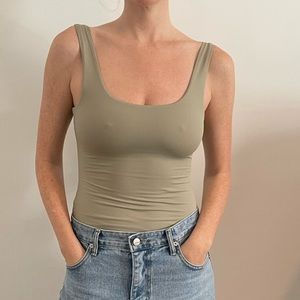 Khaki Meshki bodysuit tank top